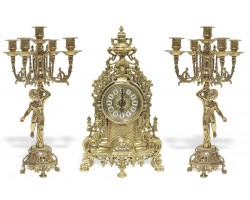 Часы каминные "Барокко" с 2 канделябрами на 5 свечей "Купидон"