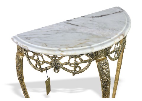 Консольный столик полукруглый "Мейа Луа" мраморная столешница