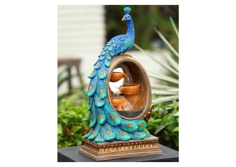 Фонтан декоративный "Павлин и луна" с подсветкой 69 см