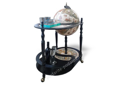 Глобус-бар напольный со столиком D 42 см черно-белый